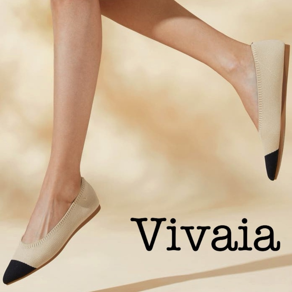 Vivaia Aria Cap Toes Beige and Black Flats Size 37.5